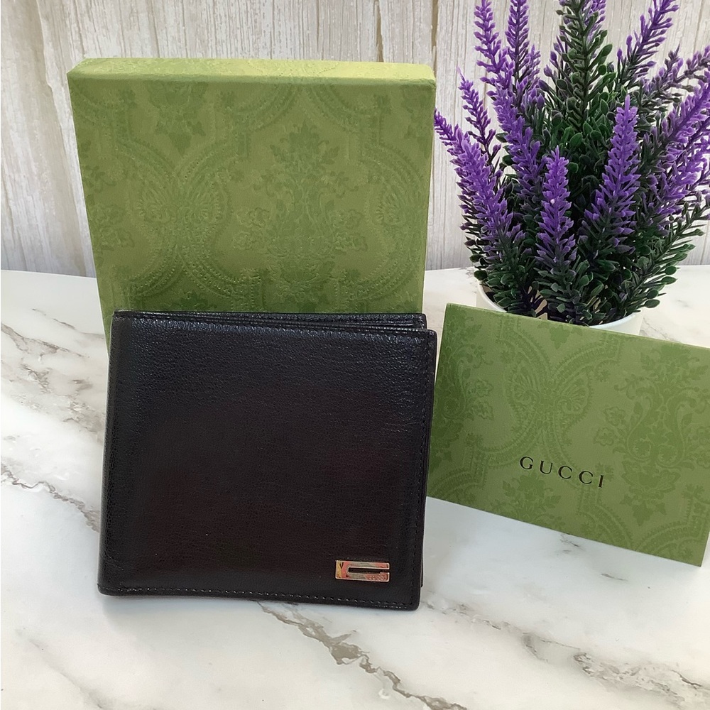 GUC Gucci Mens Black Leather Card Holder